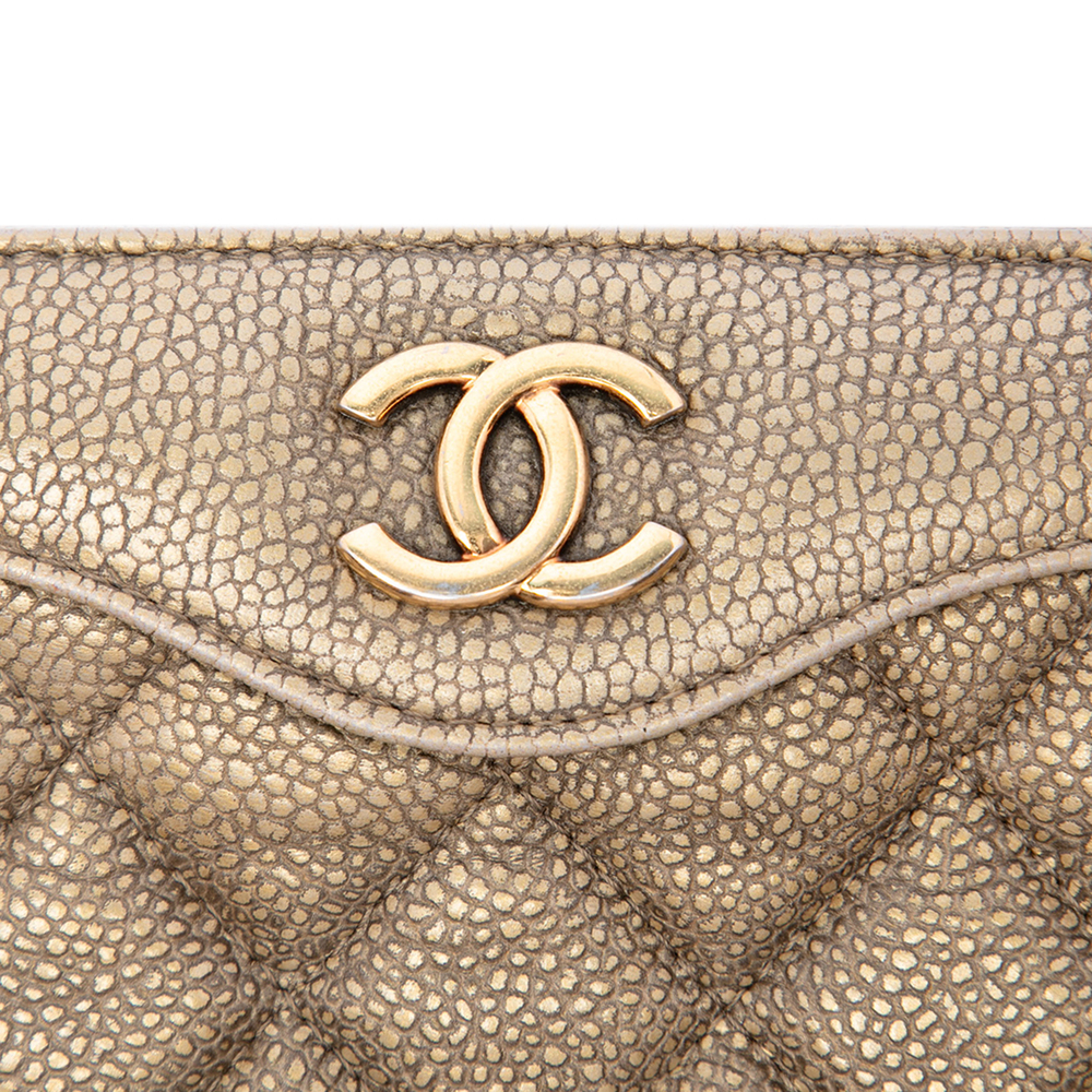 Pre-Loved Chanel Large CC Quilted Metallic Caviar Frame Clutch - Picture 5 of 6